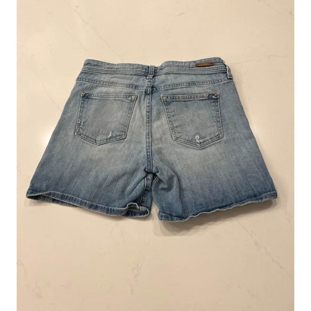 Pilcro | Anthropologie Jean Shorts Size 24 Mid Rise Hyphen Distressed Denim - Picture 3 of 8